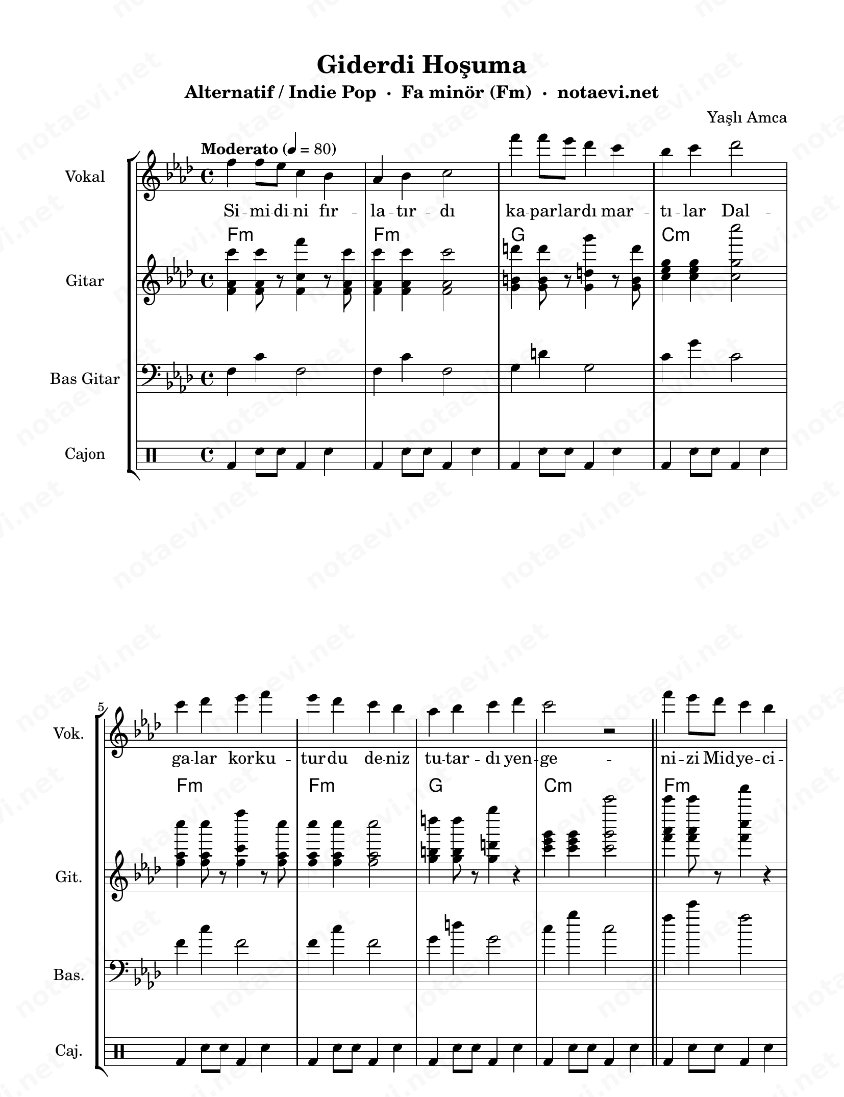 giderdi hoşuma nota