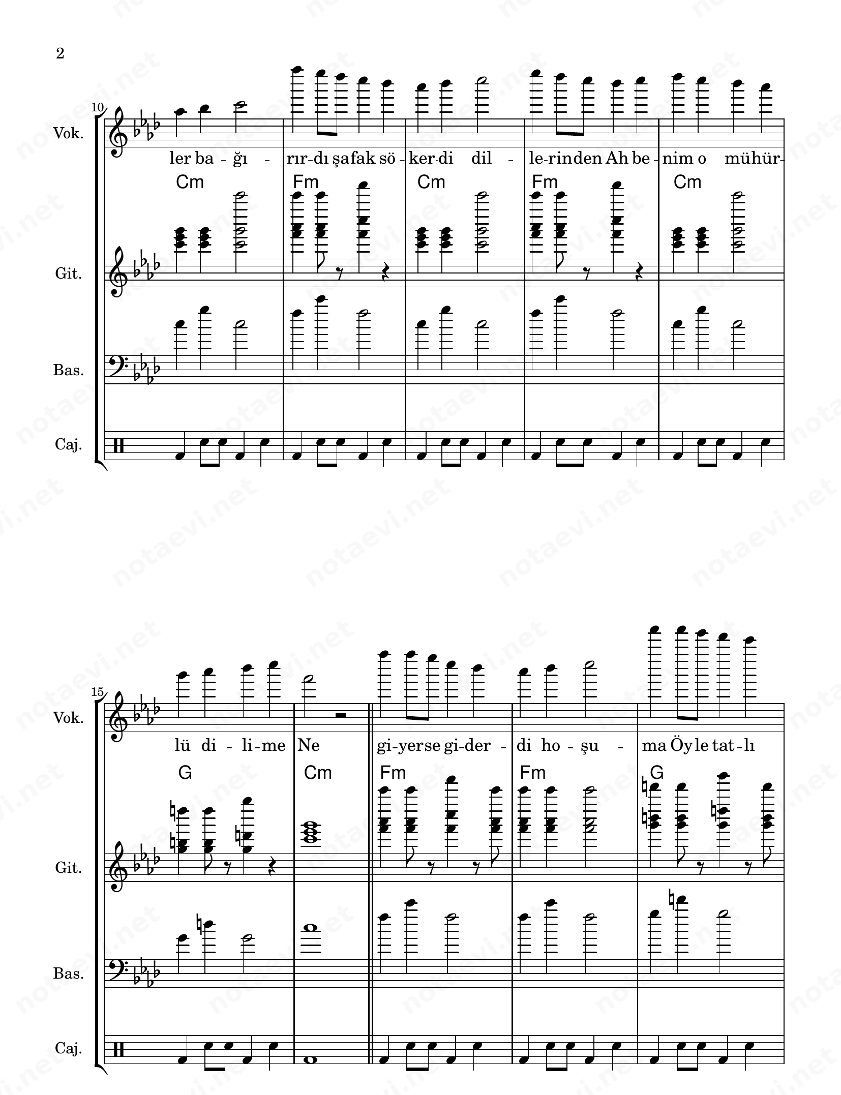 giderdi hoşuma nota