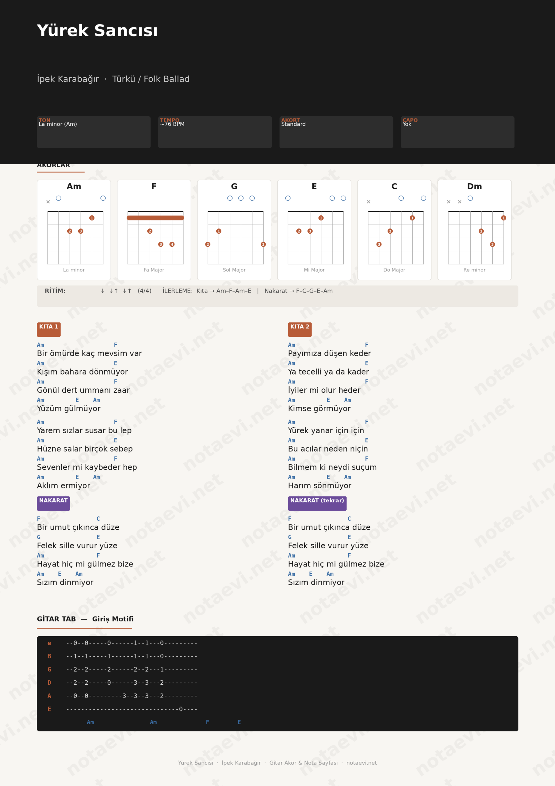 yürek sancısı akorlar